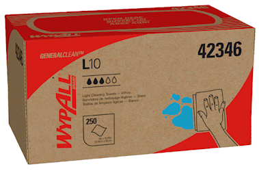 WIPES, WYPALL L10, GENERALCLEAN, WHITE, 250/CT LARGE